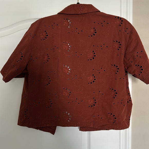 Burnt Orange Eyelet Button Down - Picture 4 of 5